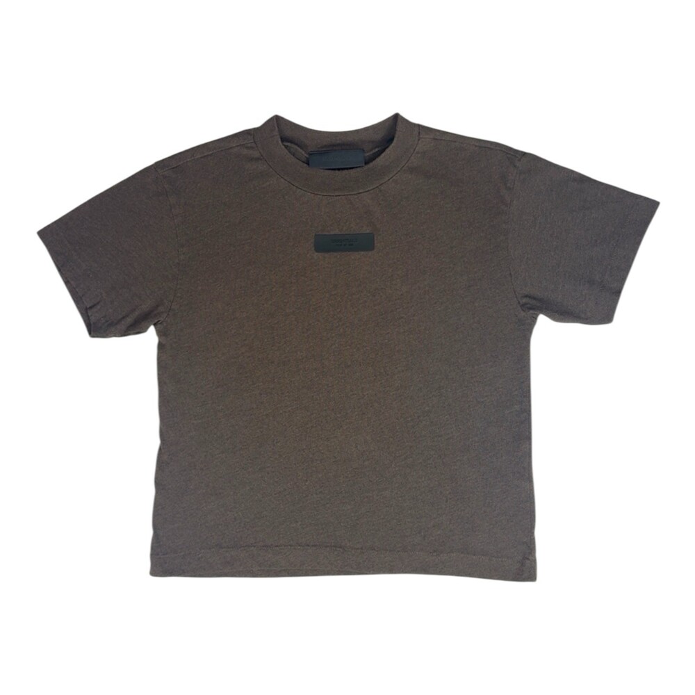 Fear of God Essentials Kids Size 10 Heather Wood Brown Rubber Logo Cotton Tshirt